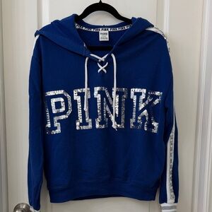 PINK Victoria's Secret Blue Sequin Hoodie